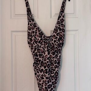 Leopard Print Plus Size One Piece Swimsuit